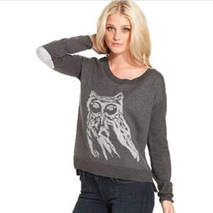 Kensie | Gray Owl Sweater with Elbow Patches